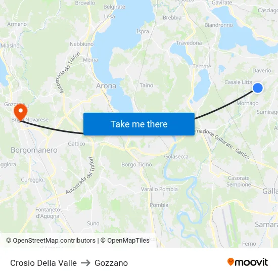 Crosio Della Valle to Gozzano map