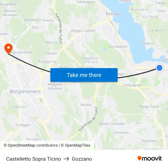 Castelletto Sopra Ticino to Gozzano map