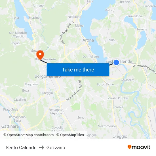Sesto Calende to Gozzano map