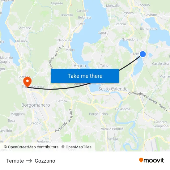 Ternate to Gozzano map