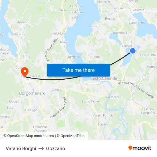 Varano Borghi to Gozzano map