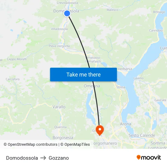 Domodossola to Gozzano map