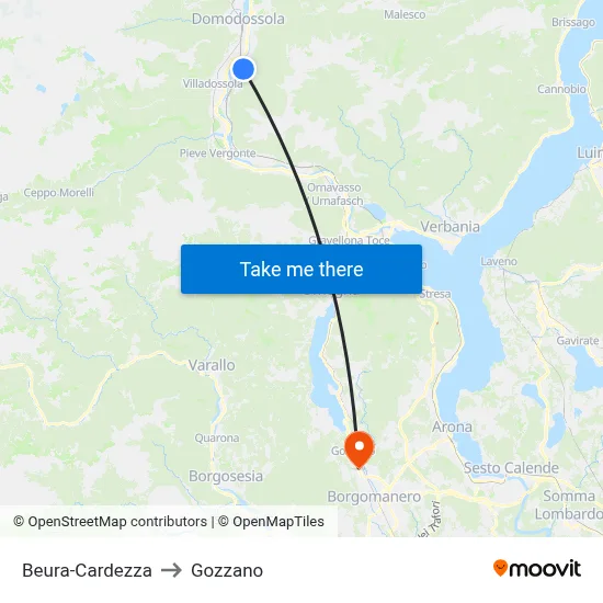 Beura-Cardezza to Gozzano map