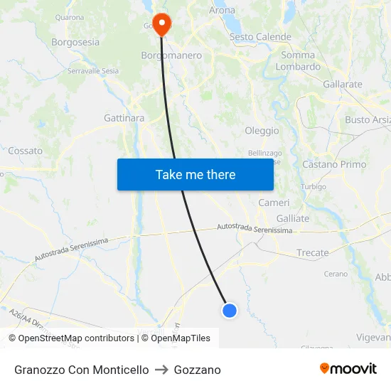 Granozzo Con Monticello to Gozzano map