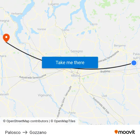 Palosco to Gozzano map