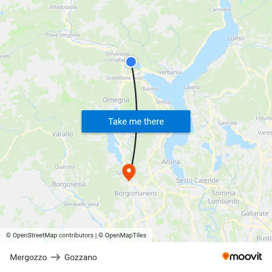 Mergozzo to Gozzano map