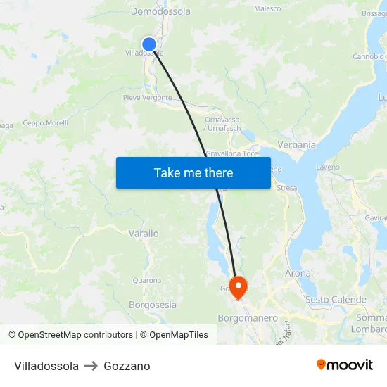 Villadossola to Gozzano map
