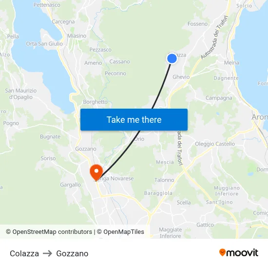 Colazza to Gozzano map