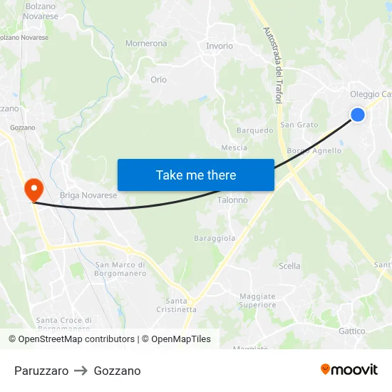Paruzzaro to Gozzano map