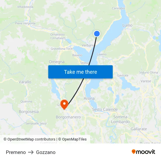 Premeno to Gozzano map