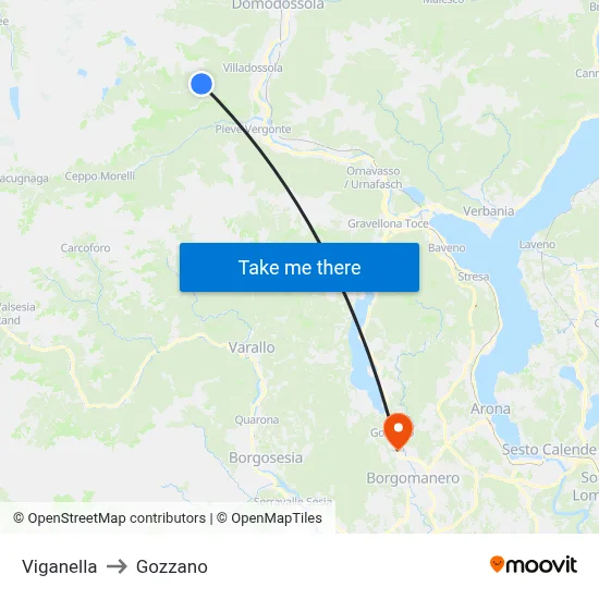 Viganella to Gozzano map