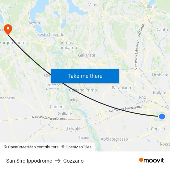 San Siro Hippodrome to Gozzano map