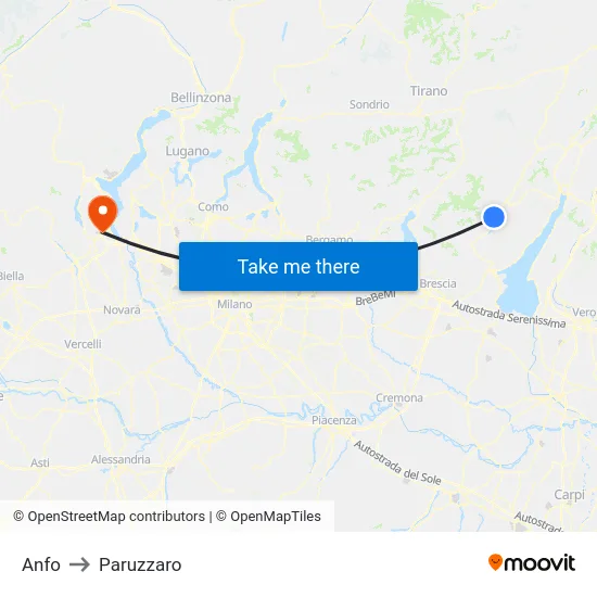 Anfo to Paruzzaro map