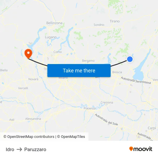 Idro to Paruzzaro map
