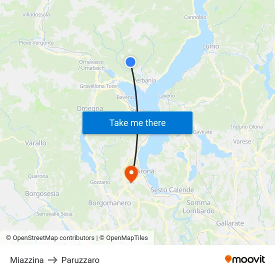 Miazzina to Paruzzaro map