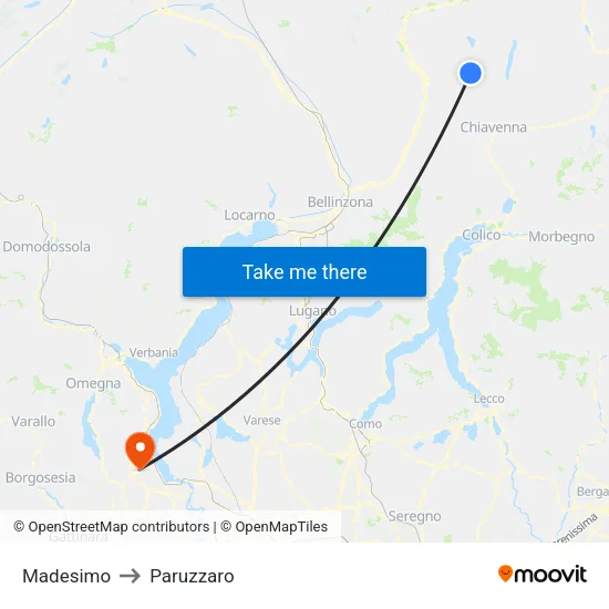 Madesimo to Paruzzaro map