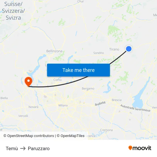 Temù to Paruzzaro map