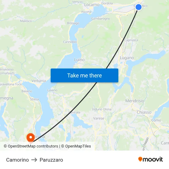 Camorino to Paruzzaro map
