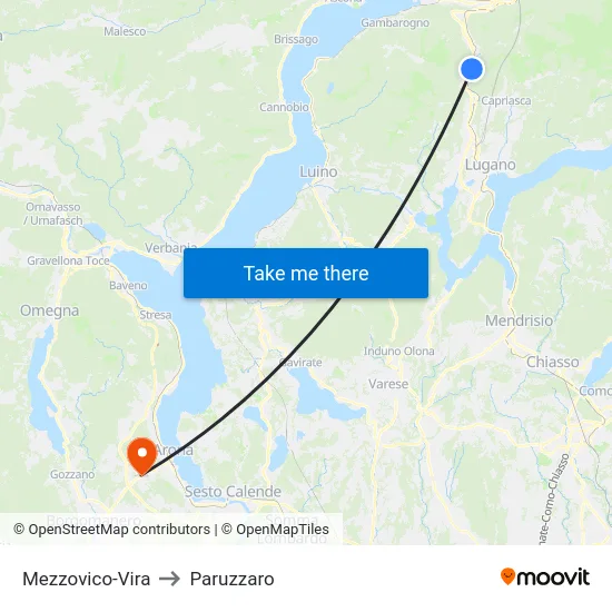 Mezzovico-Vira to Paruzzaro map