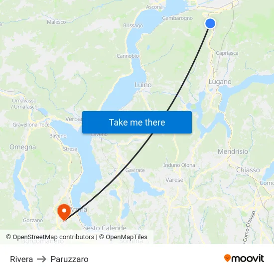 Rivera to Paruzzaro map