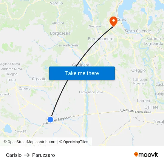 Carisio to Paruzzaro map