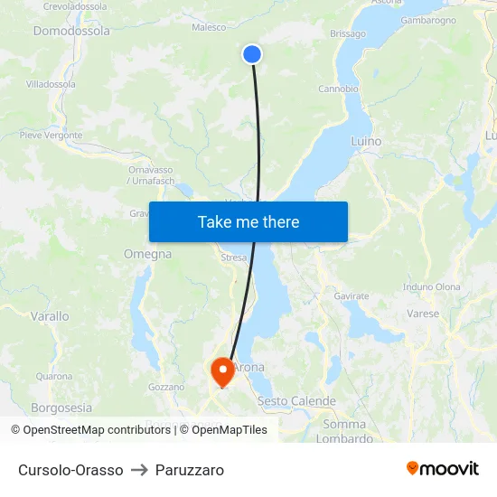 Cursolo-Orasso to Paruzzaro map