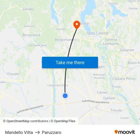 Mandello Vitta to Paruzzaro map
