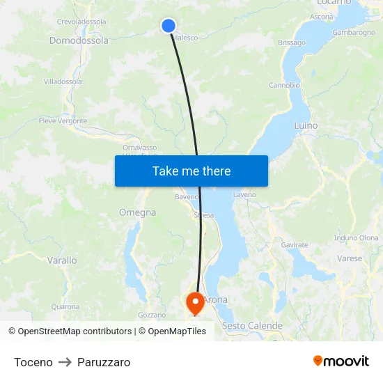 Toceno to Paruzzaro map
