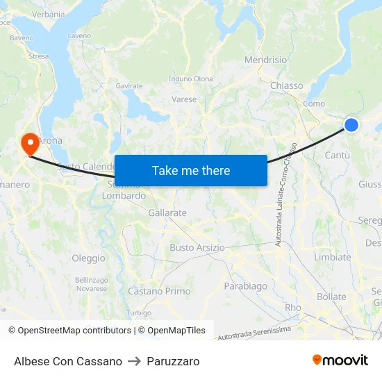 Albese con Cassano to Paruzzaro map