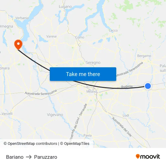Bariano to Paruzzaro map