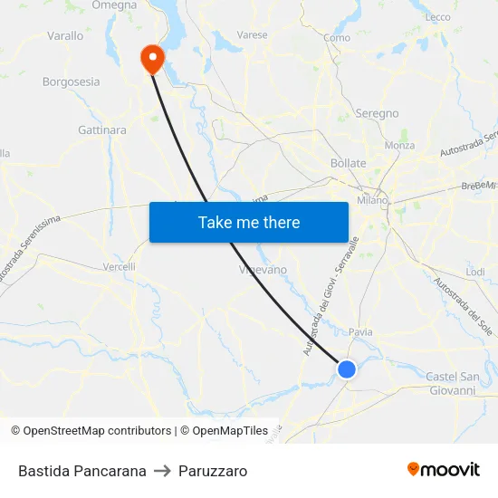 Bastida Pancarana to Paruzzaro map