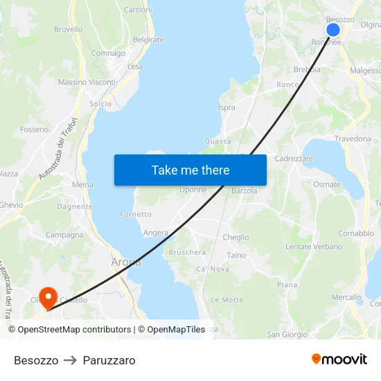 Besozzo to Paruzzaro map