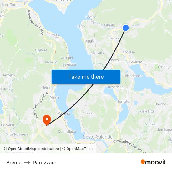 Brenta to Paruzzaro map