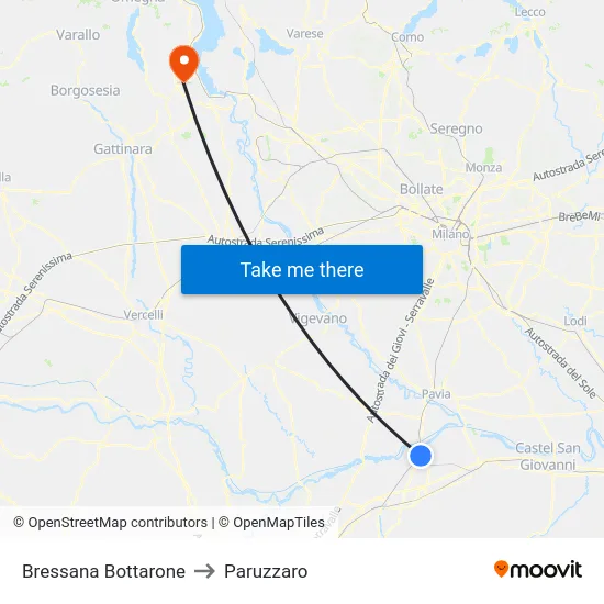 Bressana Bottarone to Paruzzaro map