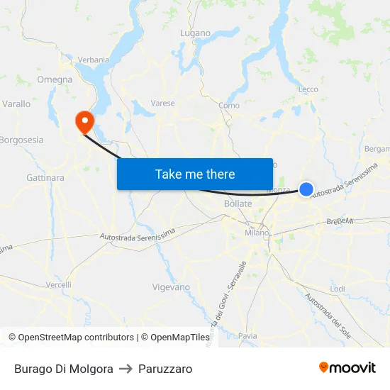 Burago Di Molgora to Paruzzaro map