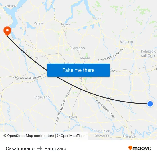 Casalmorano to Paruzzaro map