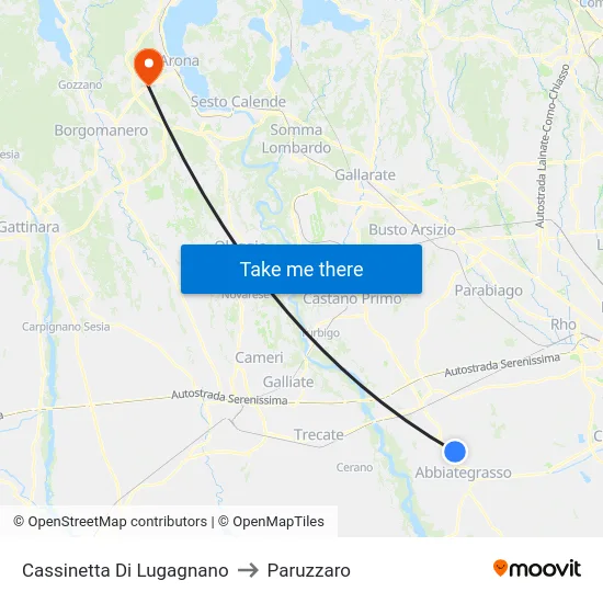 Cassinetta Di Lugagnano to Paruzzaro map
