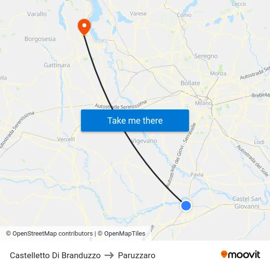 Castelletto Di Branduzzo to Paruzzaro map