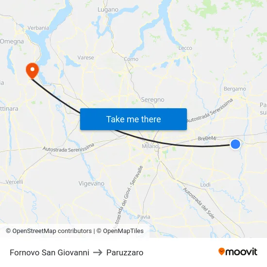 Fornovo San Giovanni to Paruzzaro map