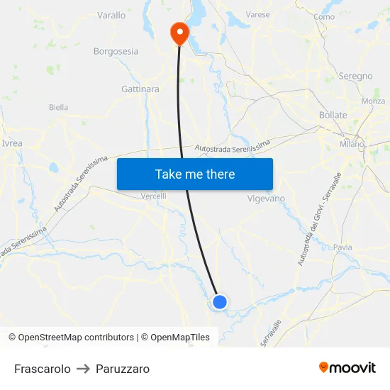 Frascarolo to Paruzzaro map