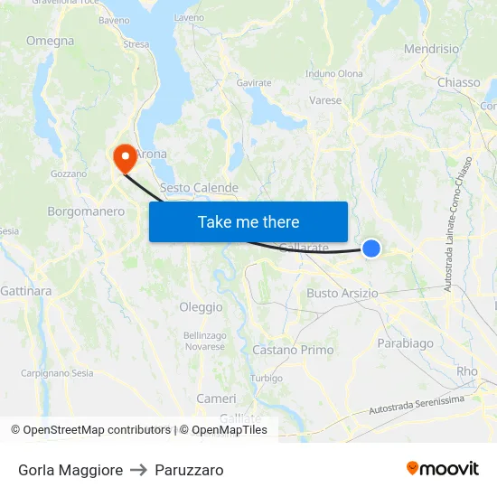 Gorla Maggiore to Paruzzaro map