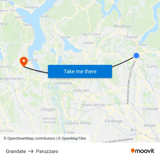Grandate to Paruzzaro map