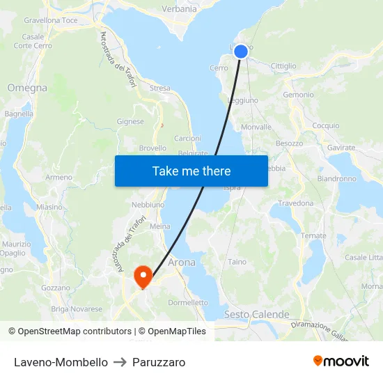 Laveno-Mombello to Paruzzaro map