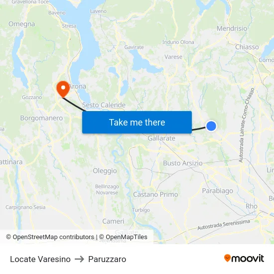 Locate Varesino to Paruzzaro map