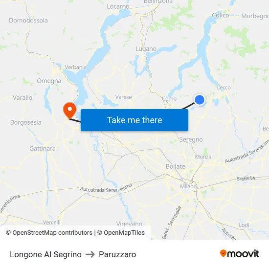 Longone Al Segrino to Paruzzaro map