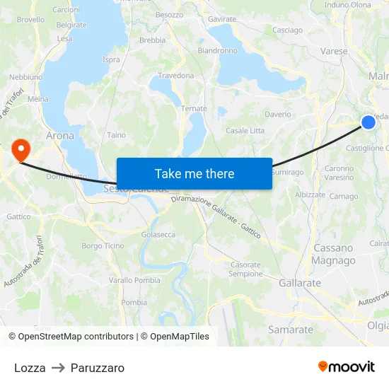 Lozza to Paruzzaro map