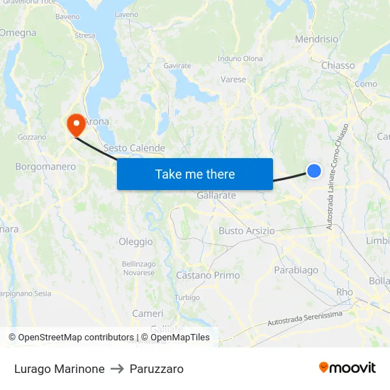 Lurago Marinone to Paruzzaro map