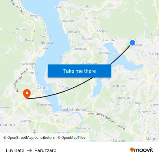 Luvinate to Paruzzaro map