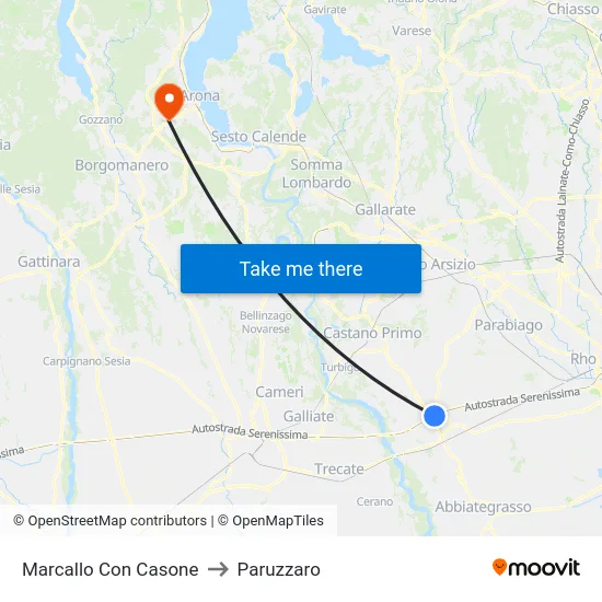 Marcallo Con Casone to Paruzzaro map