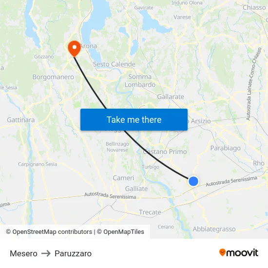 Mesero to Paruzzaro map